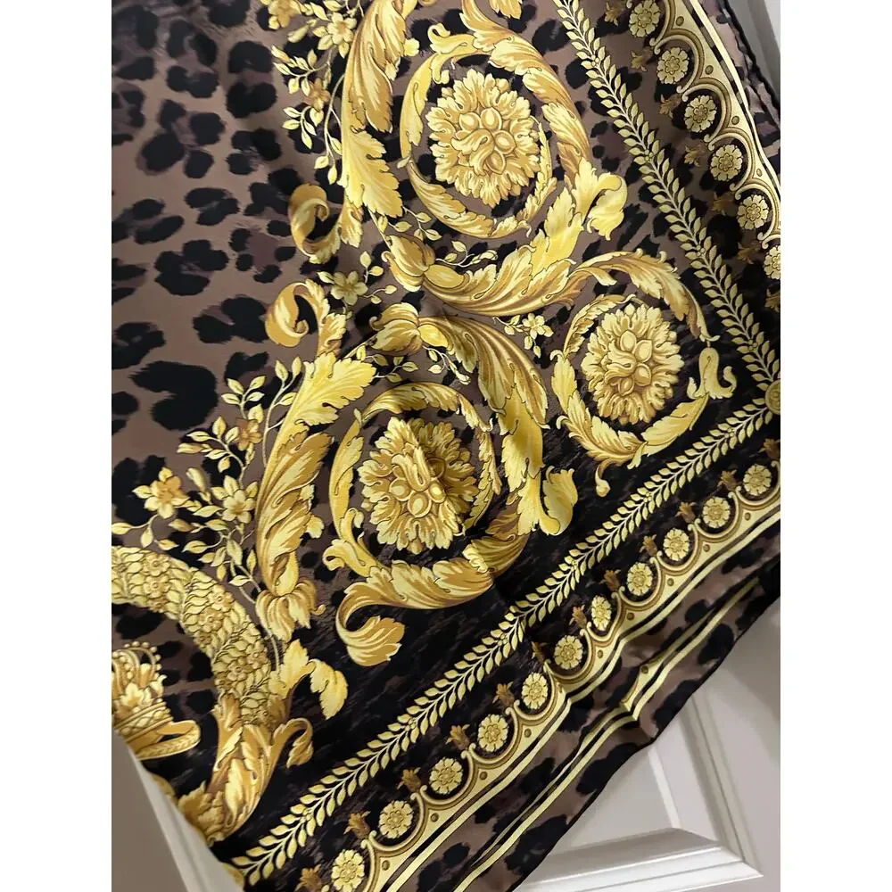 Versace Leopard Print Silk Scarf